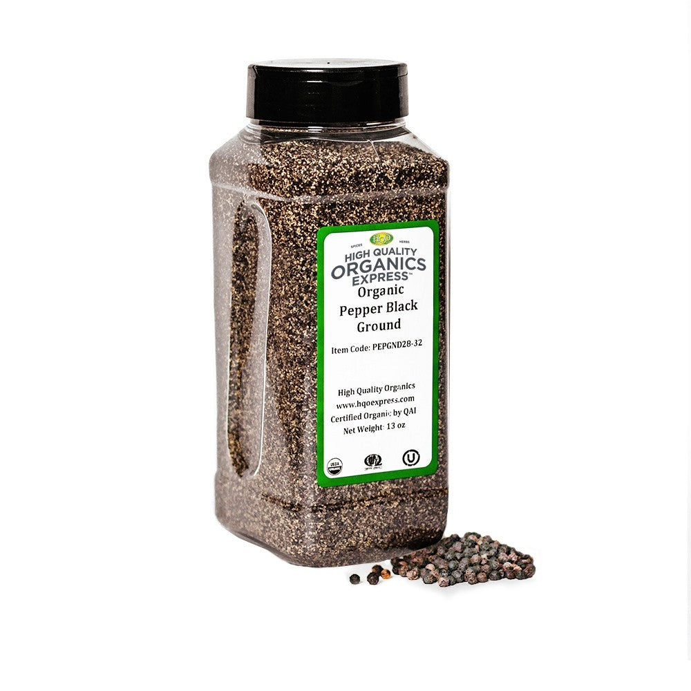 High Quality Organics Express Black Pepper Medium Grind 28 Mesh Jar