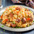 cajun spicy jambalaya on plate
